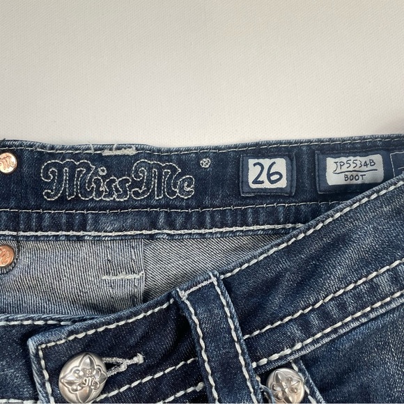 Miss Me Bootcut Jeans JP5534B Embroidered Fleur-de-Lis Wings  Sz 26 - Picture 4 of 14